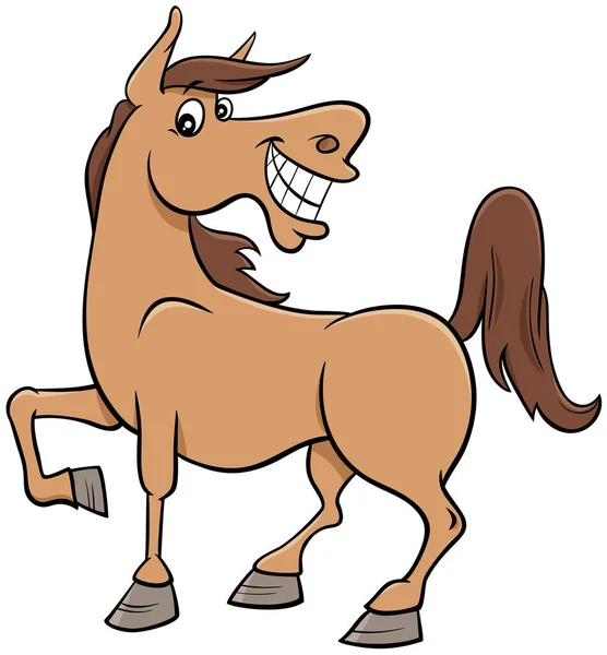 Illustrazione Del Fumetto Happy Horse Farm Carattere Animale Comico — Vettoriale Stock