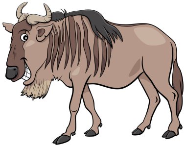 Gnu Antilobu ya da Mavi Afrika Afrika Antilobu 'nun Çizgi Filmi Vahşi Hayvan Karakteri