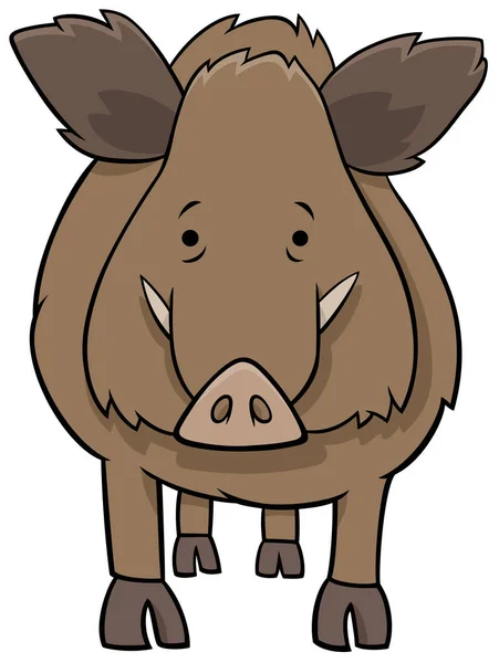 Illustrazione Dei Cartoni Animati Simpatico Cinghiale Animale Selvatico Personaggio Comico — Vettoriale Stock