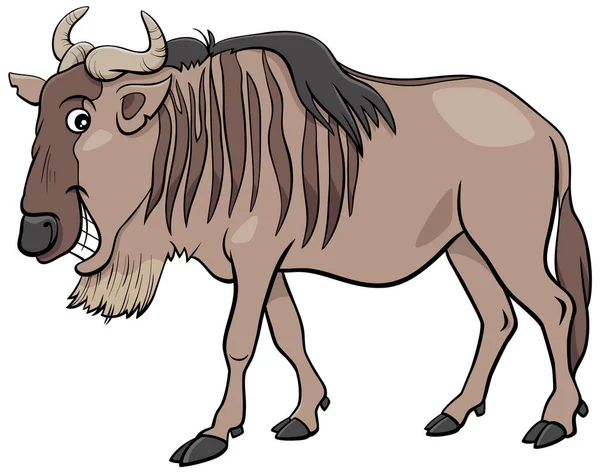 Cartoon Illustration Gnu Antelope Blue Wildebeest African Wild Animal Character — Stockový vektor