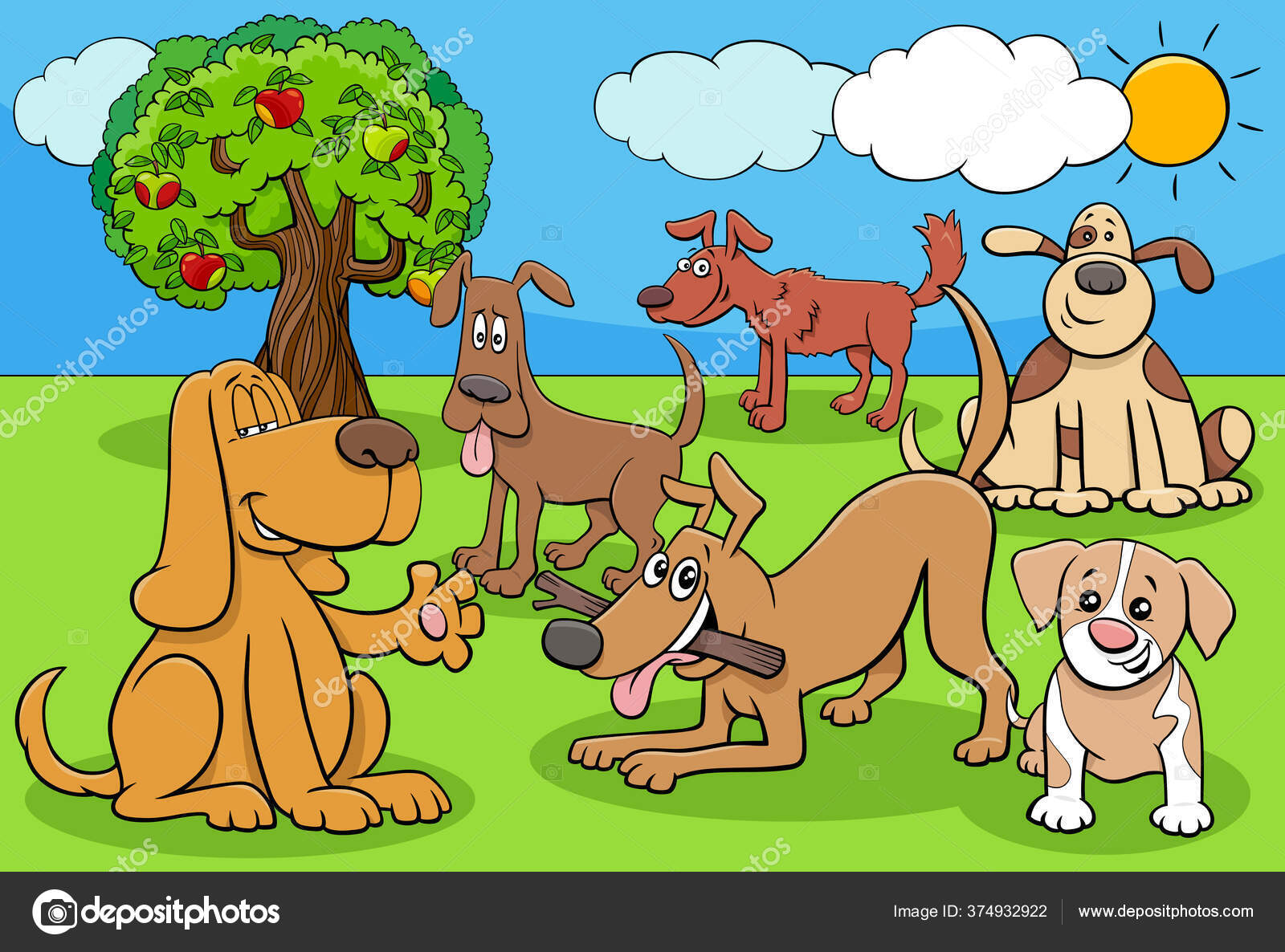 Desenhos animados cães e gatos grupo de personagens de animais em quadrinhos