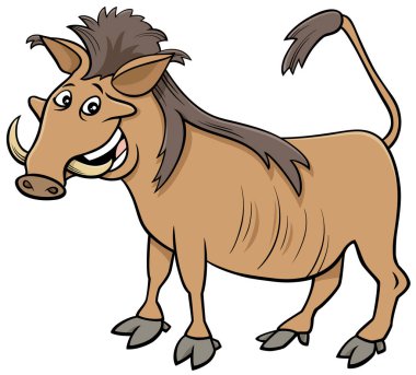 Komik Yaban Domuzu Vahşi Afrika Hayvanları Karakterinin Çizgi Filmi