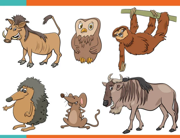 Illustration Dessins Animés Personnages Comiques Drôles Animaux Sauvages — Image vectorielle