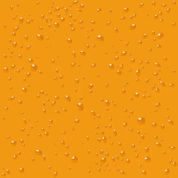 Uniwersalna faktura kropli na pomarańczowej powierzchni. Tło z kondensacją wody na ścianie. Deszczowy widok dnia w jasnych kolorach — Wektor stockowy