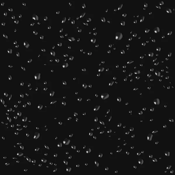 Καθολική υφή σταγόνων σε σκοτεινή επιφάνεια. Υπόβαθρο με συμπύκνωση του νερού στο μαύρο τοίχο. Άποψη βροχερή μέρα σε μπλε τόνους — Διανυσματικό Αρχείο