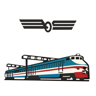Rus Demiryolları logosu olan eski bir tren.