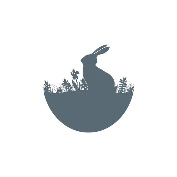 Ilustración de Pascua con icono de silueta de habbit — Vector de stock