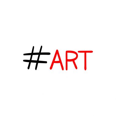 Resimde basit hashtag kırmızı sanat metin ile el çekilmiş