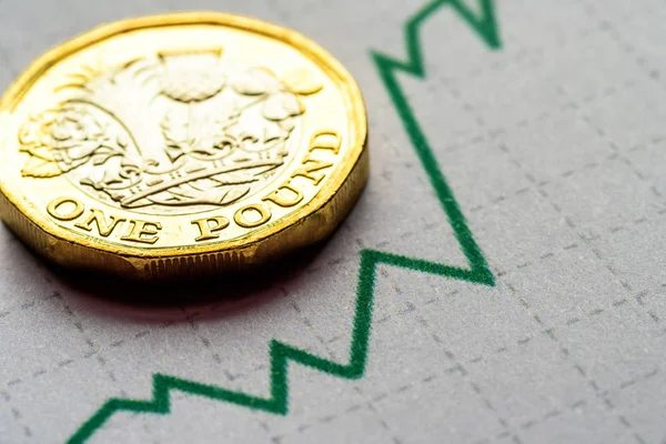 New British One Pound Sterling Coin Chart Rate — Stock Photo, Image