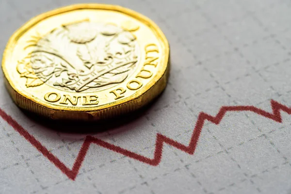 New British One Pound Sterling Coin Chart Rate — Stock Photo, Image