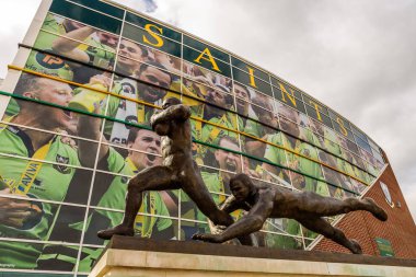 Northampton UK October 3, 2017: Northampton Saints Rugby Club Monument at Franklin Gardens clipart