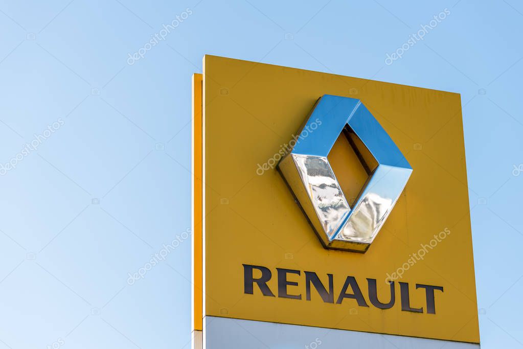 Northampton, UK - Oct 25, 2017: Day view of Renault logo in town centre.