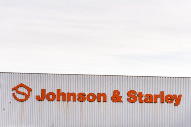 Northampton İngiltere 07 Aralık 2017: Johnson ve Starley logo işaret içinde Brackmills sanayi sitesi