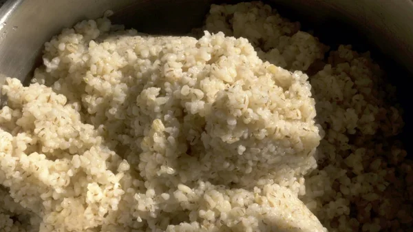 Porridge Orzo Perla Cotto Pentola — Foto Stock