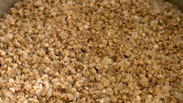 Buckwheat Porridge Cooking Metal Pan — Stock Photo, Image