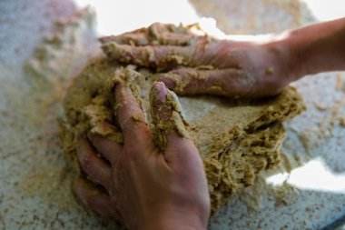 Ev yapımı ekmek için vejetaryen hamuru.