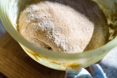 Ev yapımı ekmek için vejetaryen hamuru.