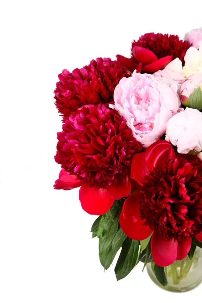 Bouquet of light pink and dark red peony — Stock Photo, Image