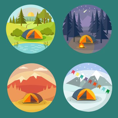 Doğal alanlar düz tasarım vektör çizim