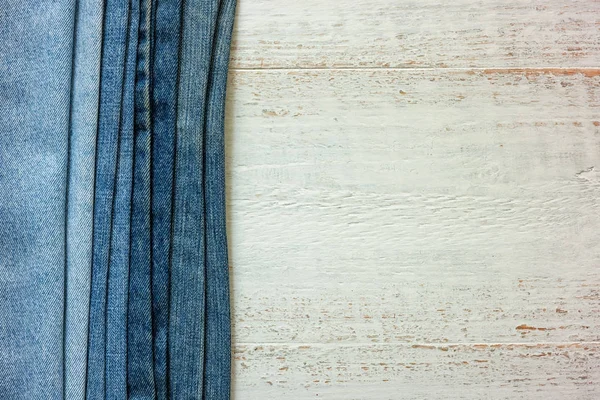 Jeans Pantalon Sont Sur Une Table Bois — Photo