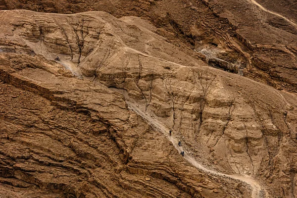 Wüste Negev Motorradfahrer Auf Der Autobahn — Stockfoto