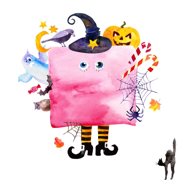 Akvarel dýňový den Halloween — Stock fotografie