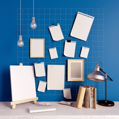 3D çizim, çalışma alanı. çerçeve kadar sahte