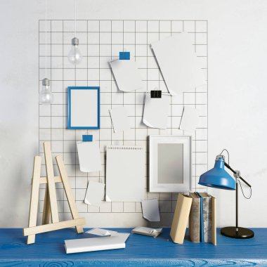 3D çizim, çalışma alanı. Loft tarzı.