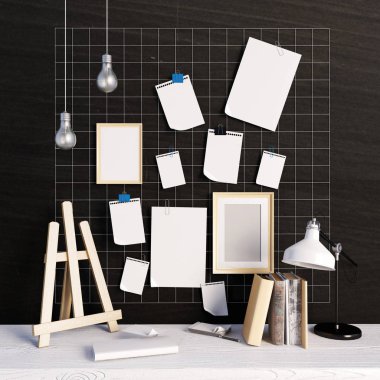 3D çizim, çalışma alanı. Loft tarzı