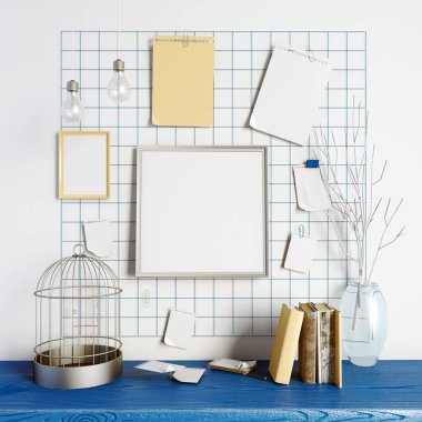 3D çizim, çalışma alanı. çerçeve kadar sahte