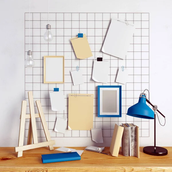 3D çizim, çalışma alanı. Loft tarzı.