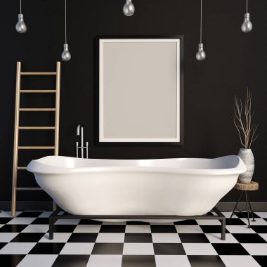  banyo iç. çerçeve kadar sahte. 3D çizim.