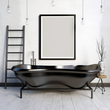 banyo iç. çerçeve kadar sahte. 3D çizim.