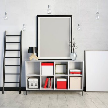 depolama yükleme kabine ile. çerçeve kadar sahte. 3D illust