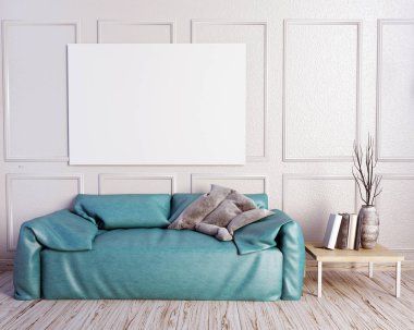 3D çizim, deri koltuk ile iç. posterl kadar sahte