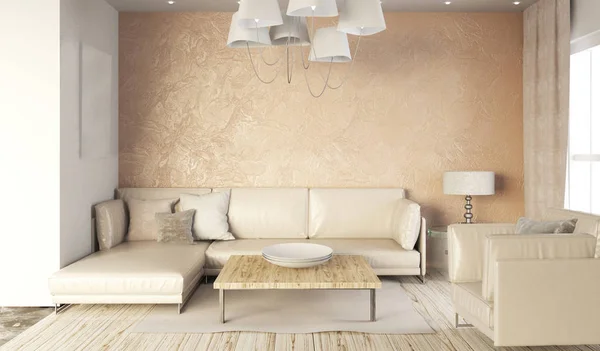 Simular la pared en el interior con sofá. salón de estilo moderno. 3. — Foto de Stock