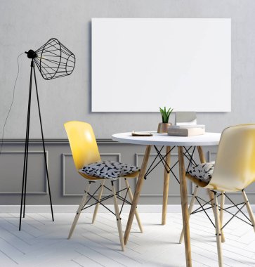 Yemek alanında oluşan modern minimalist iç parçası
