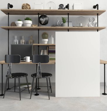 Modern iç tarzı çatı katında, bir yer için çalışma, oluşan