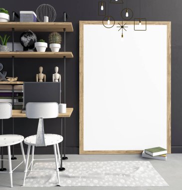 Modern iç tarzı çatı katında, bir yer için çalışma, oluşan