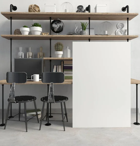 Modern iç tarzı çatı katında, bir yer için çalışma, oluşan