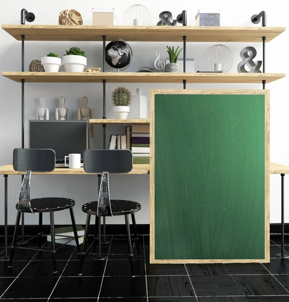 Modern iç tarzı çatı katında, bir yer için çalışma, oluşan