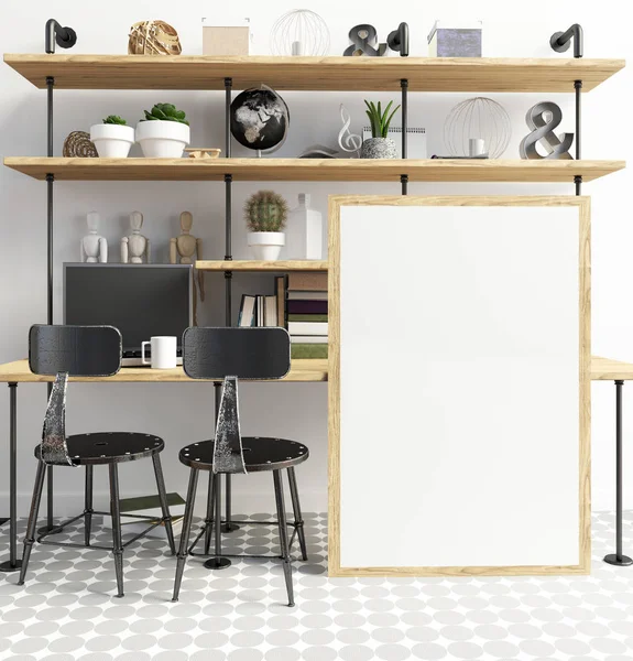 Modern iç tarzı çatı katında, bir yer için çalışma, oluşan