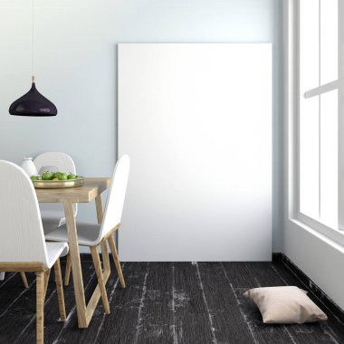 Yemek odası ile iç posterdeki alay. modern oturma odası 