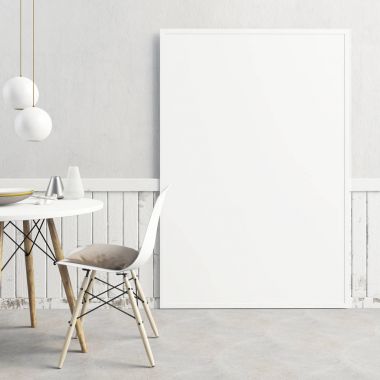 Yemek odası ile iç posterdeki alay. modern oturma odası 