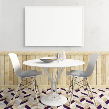 Yemek odası ile iç posterdeki alay. modern oturma odası 