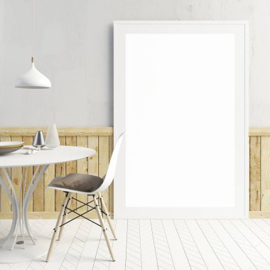 Yemek odası ile iç posterdeki alay. modern oturma odası 