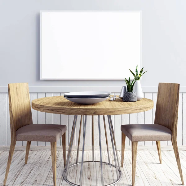 Yemek odası ile iç posterdeki alay. modern oturma odası 
