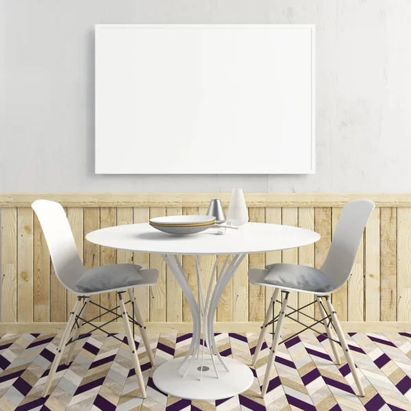 Yemek odası ile iç posterdeki alay. modern oturma odası 