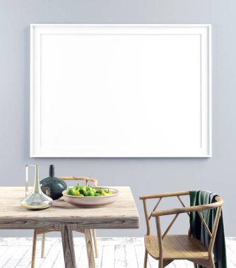 Yemek odası ile iç posterdeki alay. modern oturma odası 