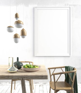 Yemek odası ile iç posterdeki alay. modern oturma odası 